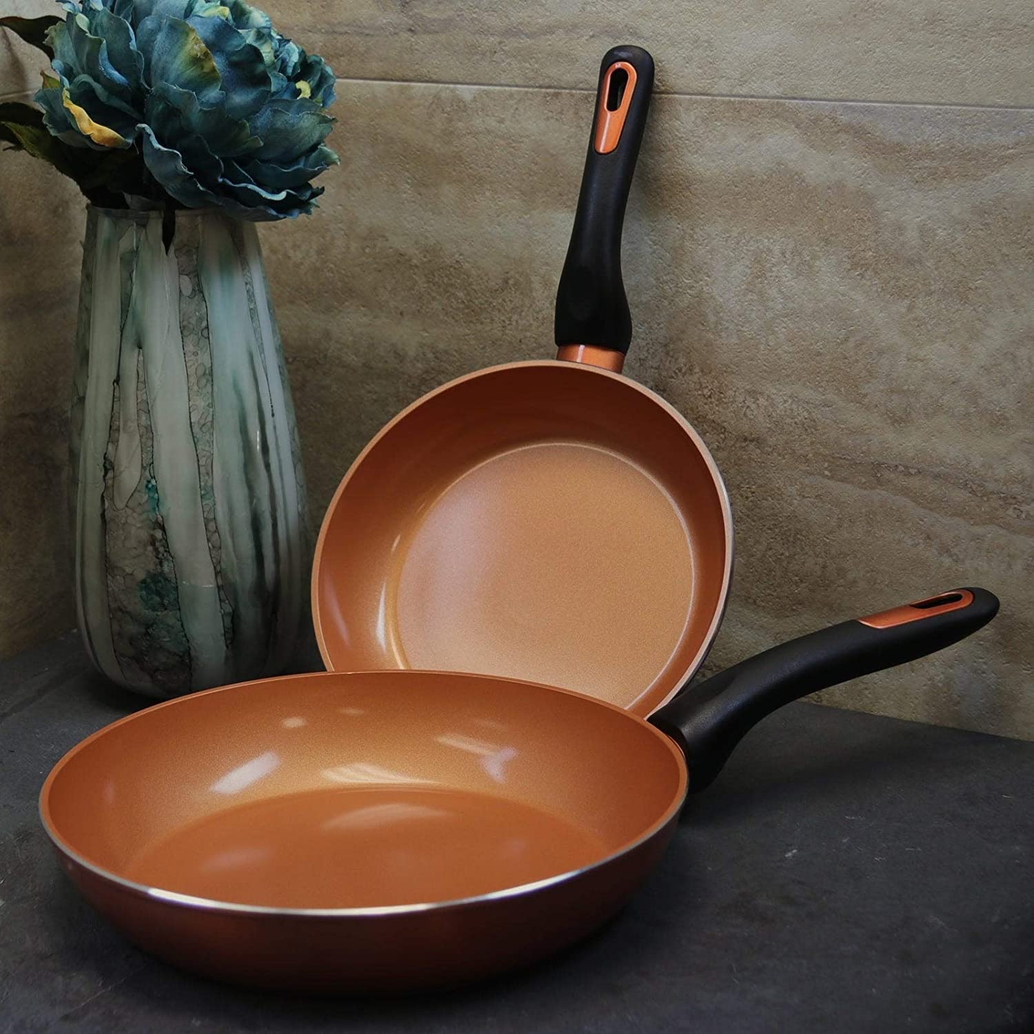 Unknown1 2 Piece Frying Pan Set Copper Metallic