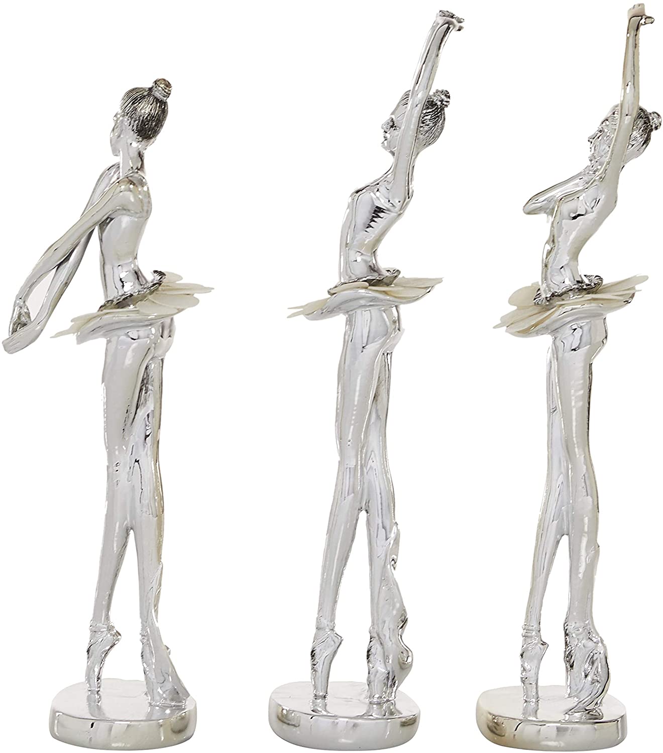 Unknown1 Silver Resin Ballet Dancer Sculptures Set 3 X 12 Color