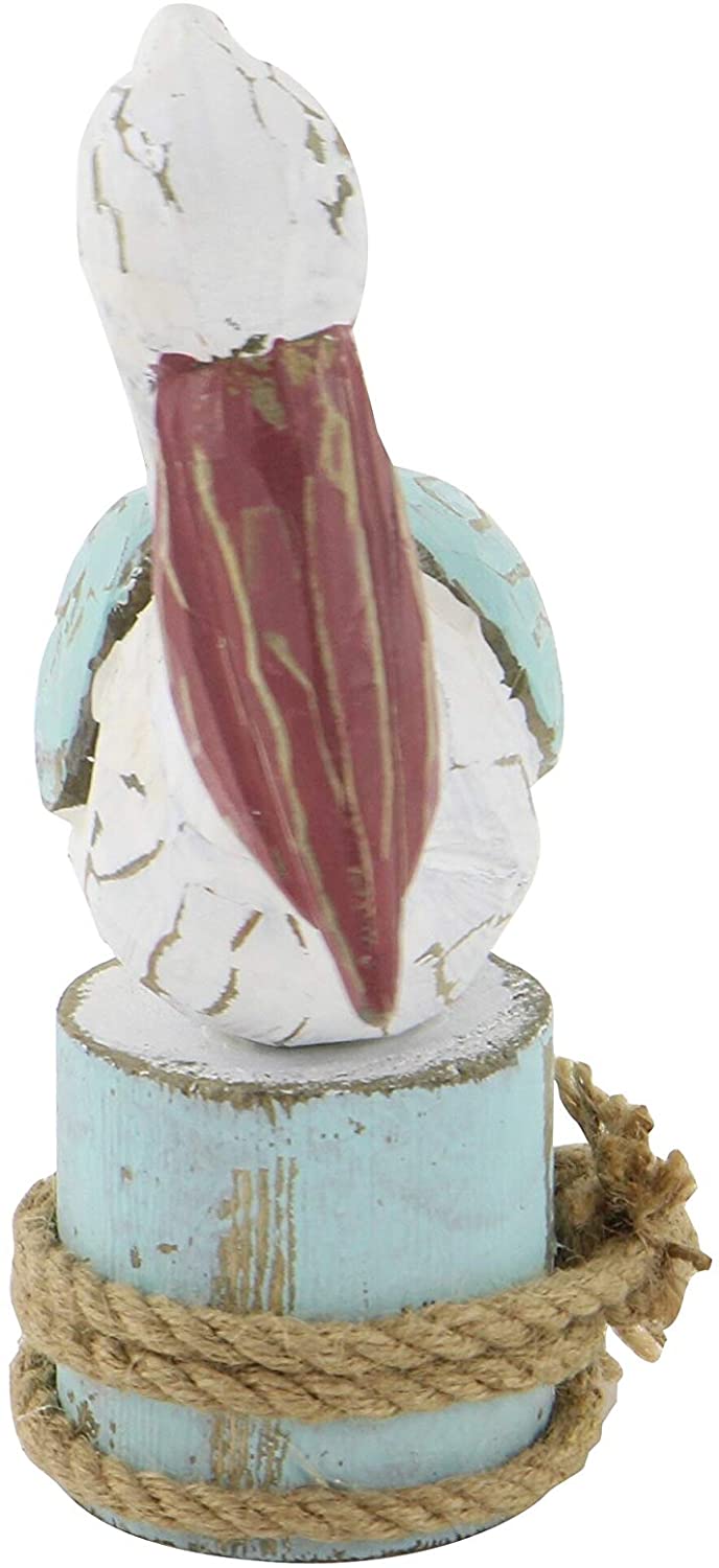 MISC Wood Pelican Statue (10' X 9') Blue Brown White Nautical Coastal Fabric