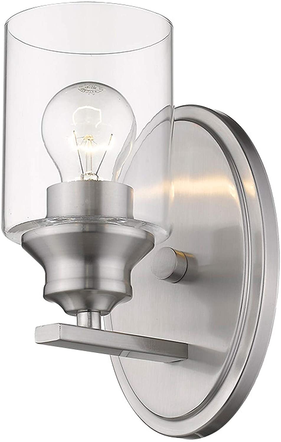 1 Light Satin Nickel Wall Sconce Modern Contemporary Steel Dimmable