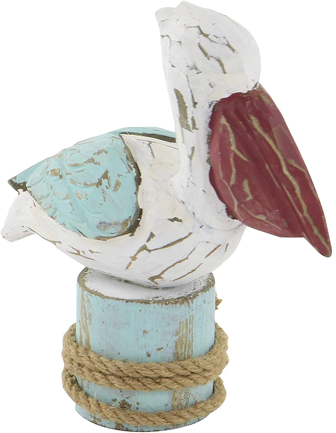 MISC Wood Pelican Statue (10' X 9') Blue Brown White Nautical Coastal Fabric