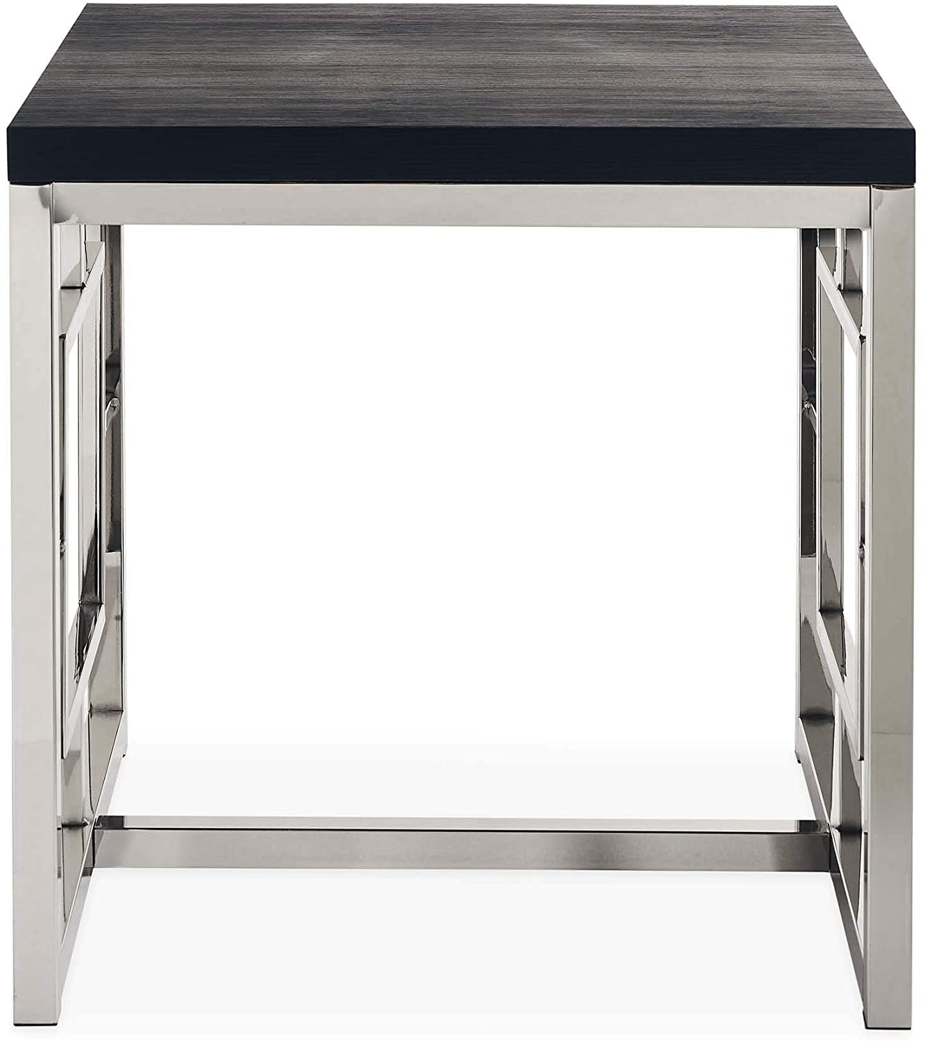 End Table Silver Transitional Square Metal Chrome Finish