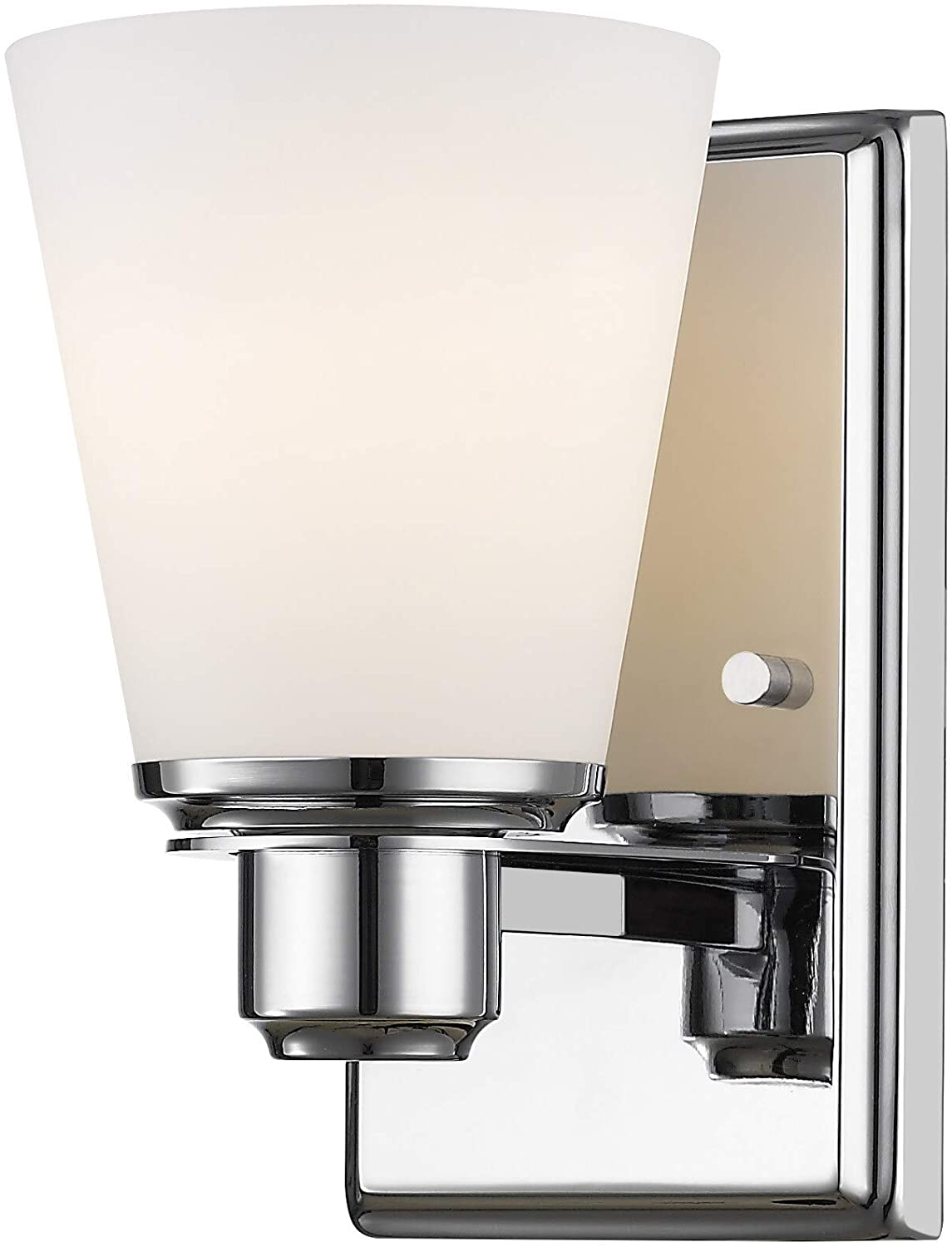 1 Light Vanity Chrome Finish Cream Transitional Glass Steel Dimmable