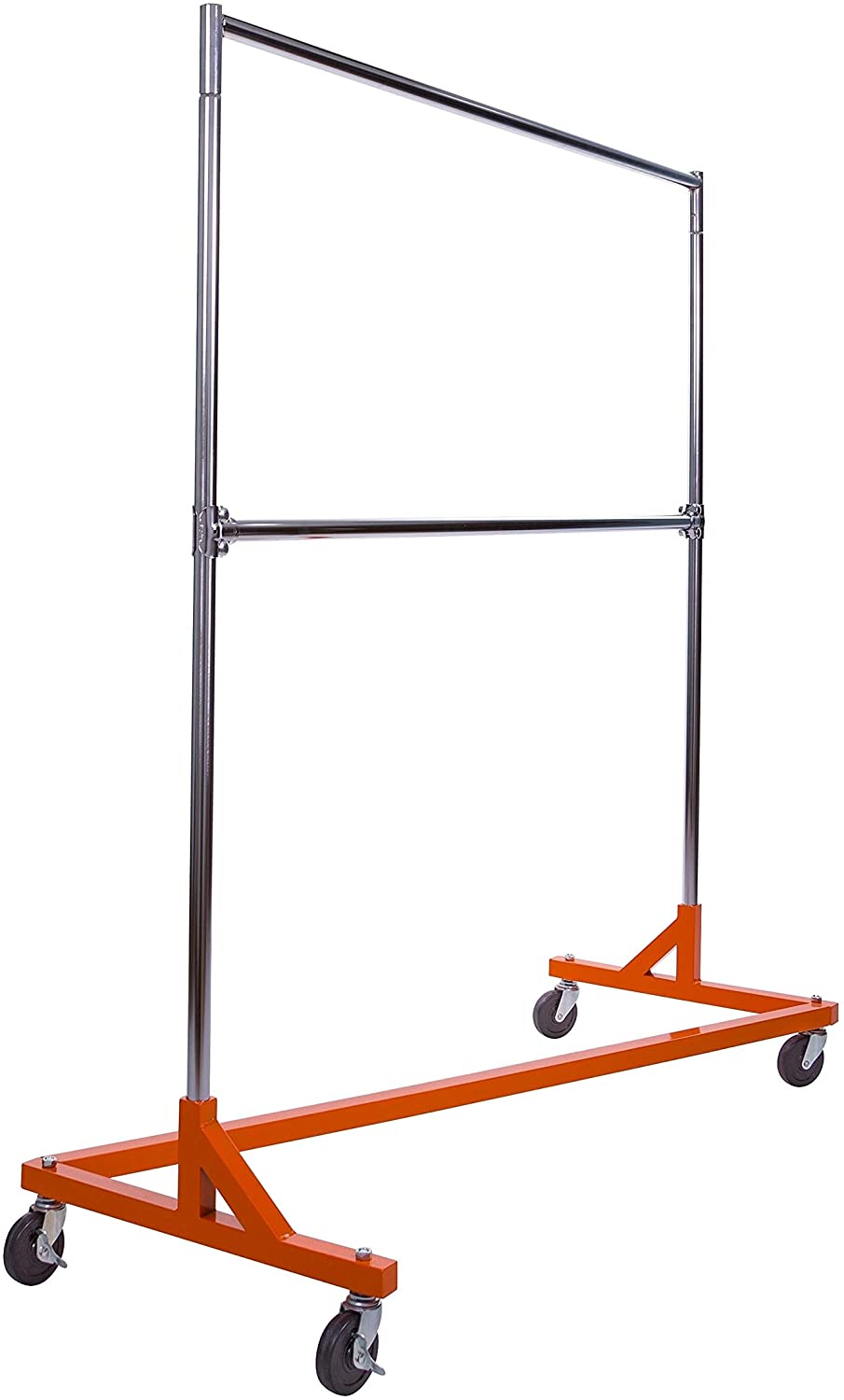 Unknown1 Rolling Garment Rack Orange Chrome Uprights Add Included