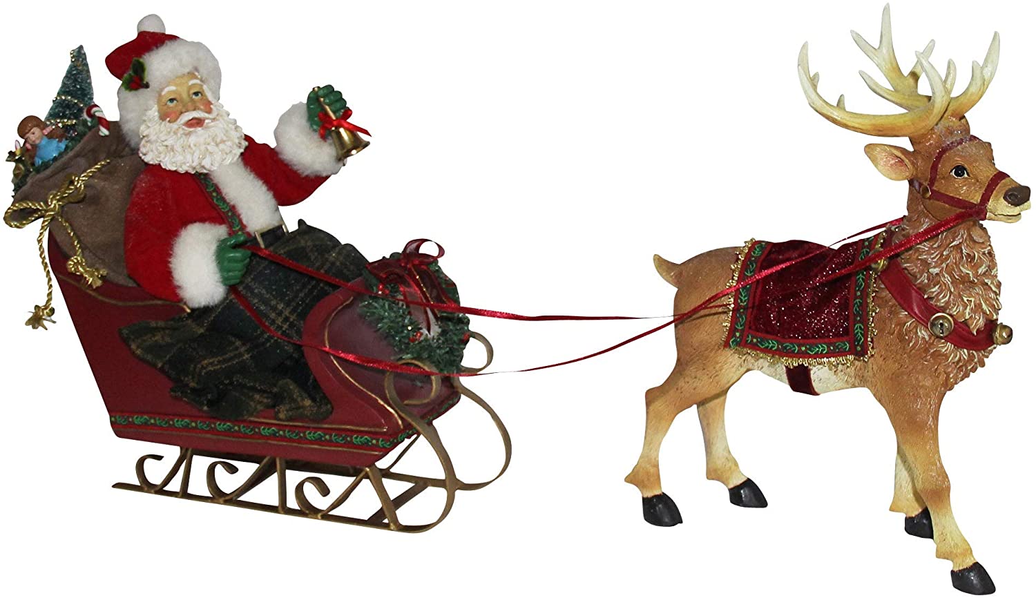 Unknown1 10 inch Santa Sleigh Deer Color Resin