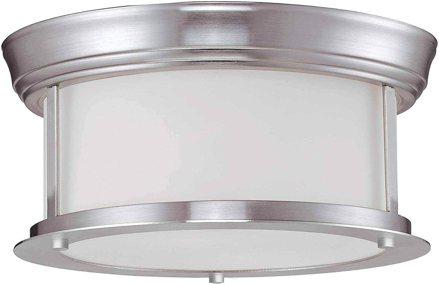2 Light Ceiling Lamp Brushed Nickel Modern Contemporary Glass Metal