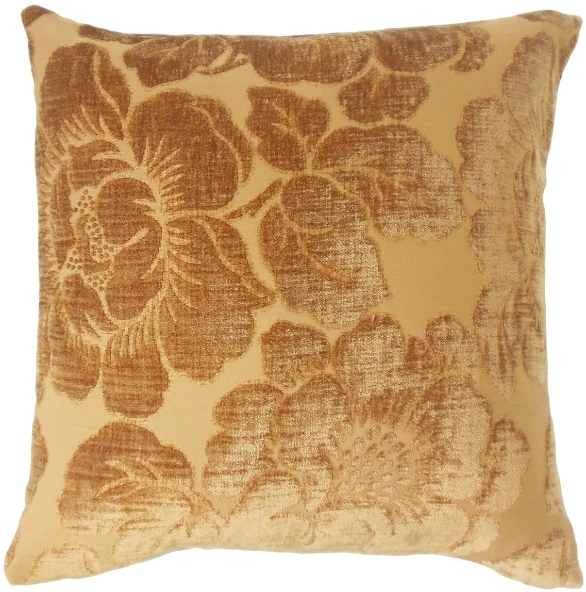 MISC Floral Floor Pillow Ginger Brown Traditional Cotton Single