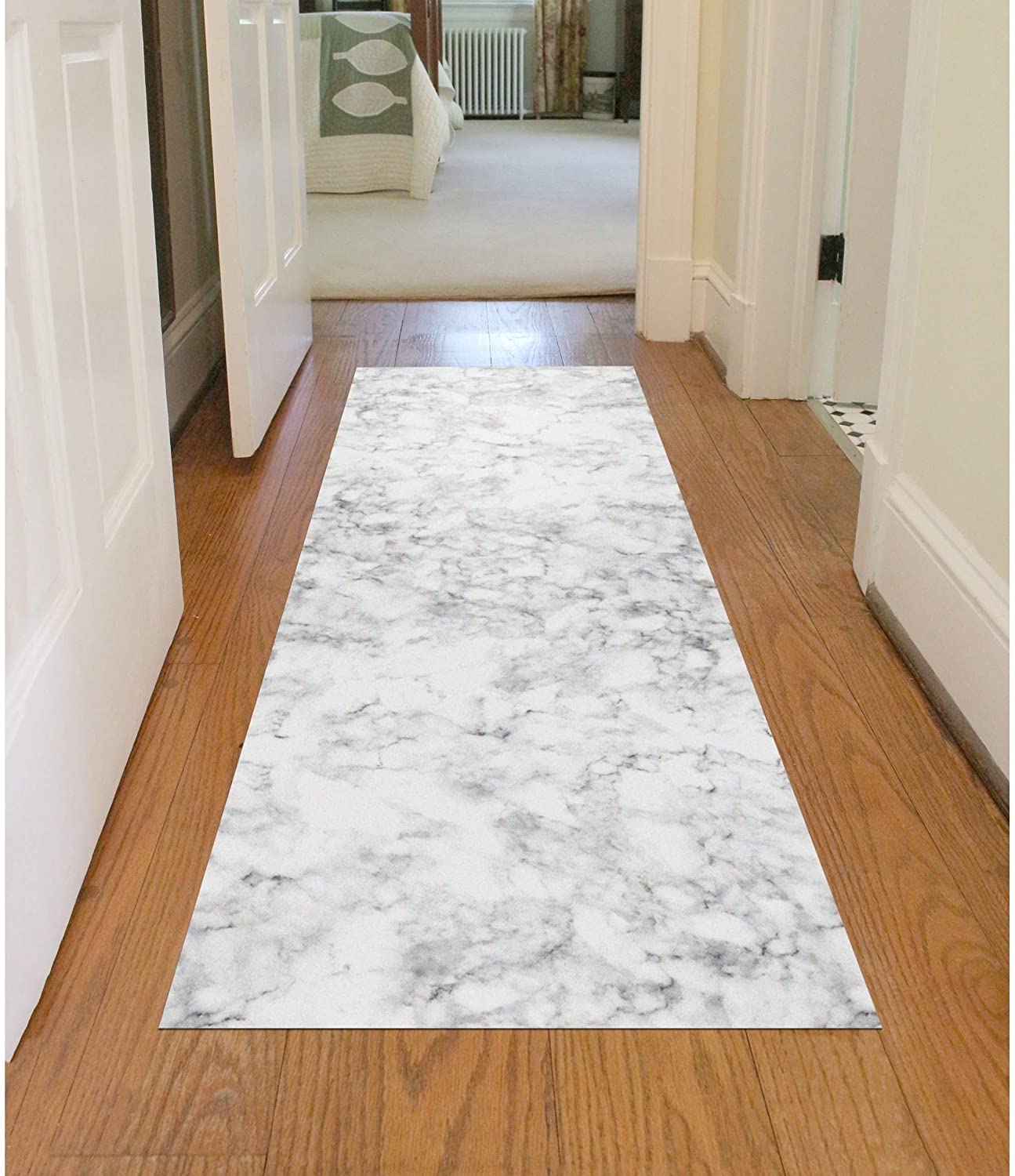 Classic Marble 2x6 Runner Grey Polyester