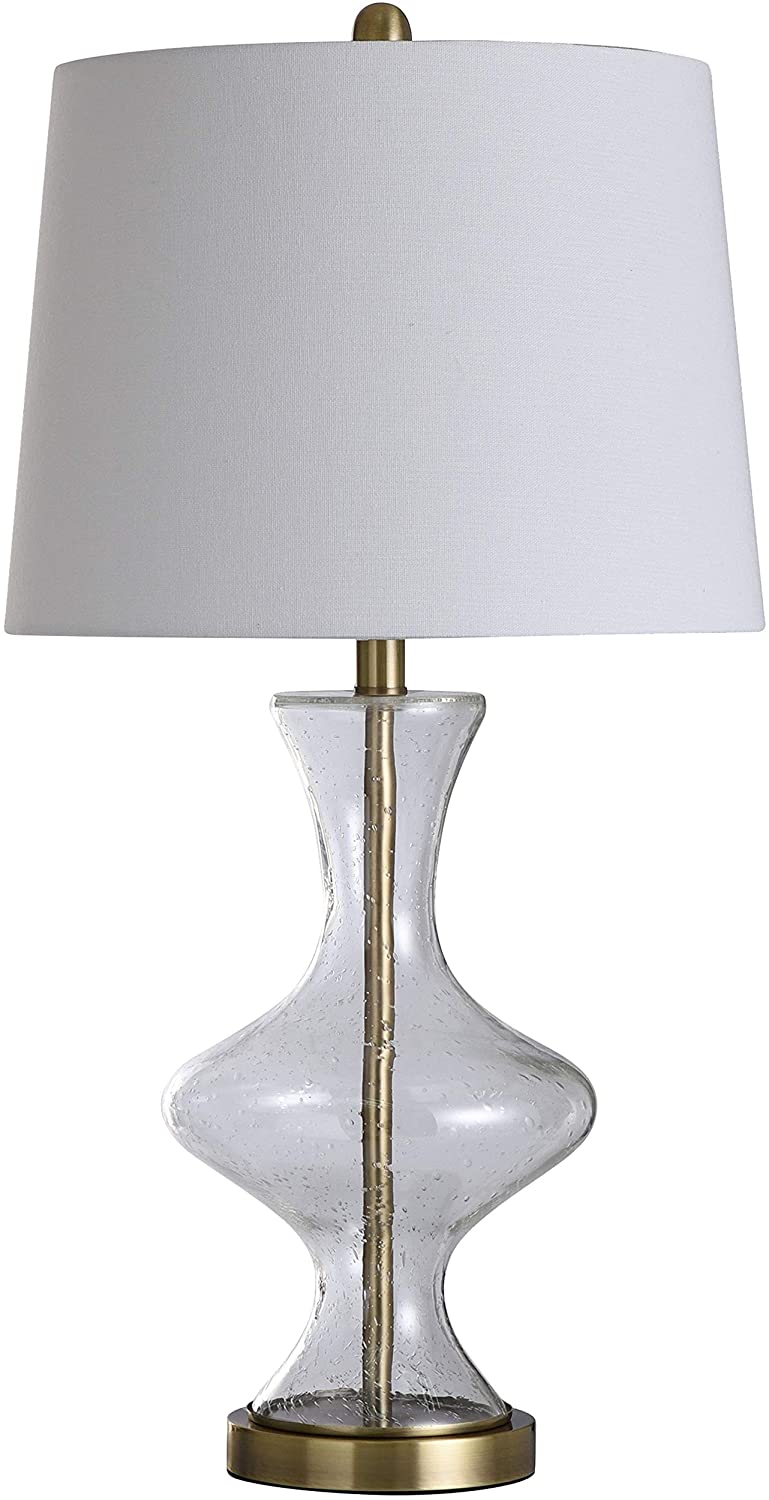Clear Seeded Curved Vase Table Lamp Gold