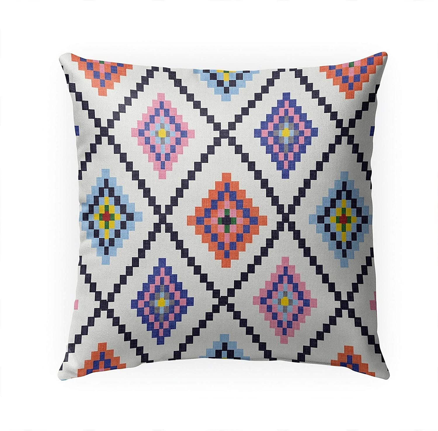 Indoor|Outdoor Pillow by 18x18 Pink Geometric Modern Contemporary Polyester Removable Cover