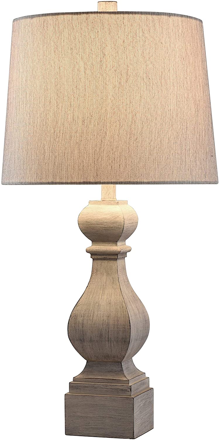 Grey Distressed Turn Table Lamp Transitional