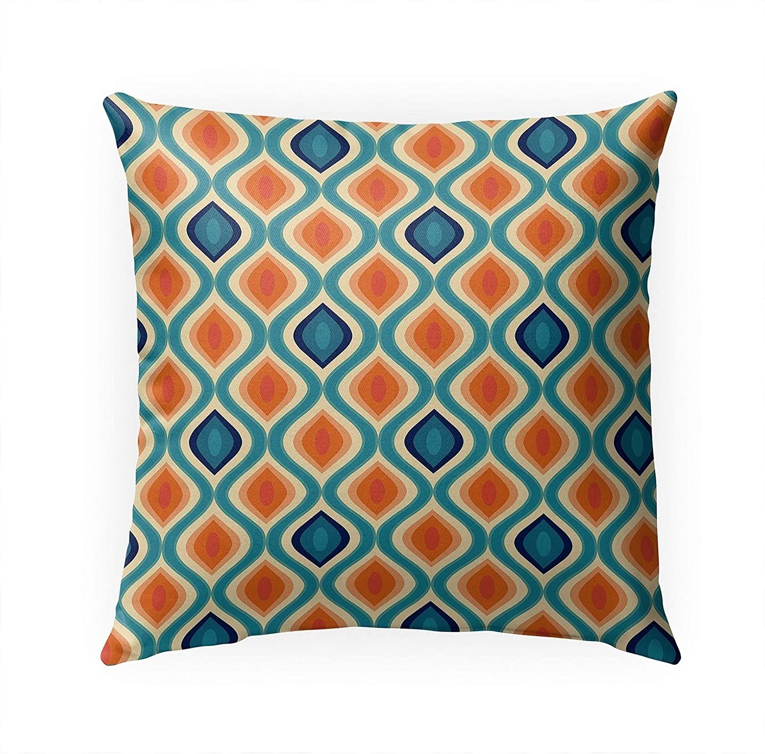 MISC Orange Blue Indoor|Outdoor Pillow by 18x18 Blue Floral Nautical Coastal Polyester Removable Cover