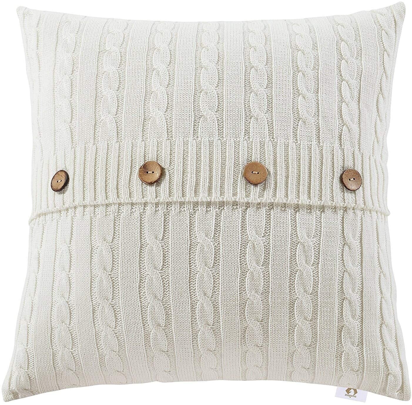 Cable Cotton Knit Throw Pillow Case Color Graphic Casual Acrylic Removable Cover