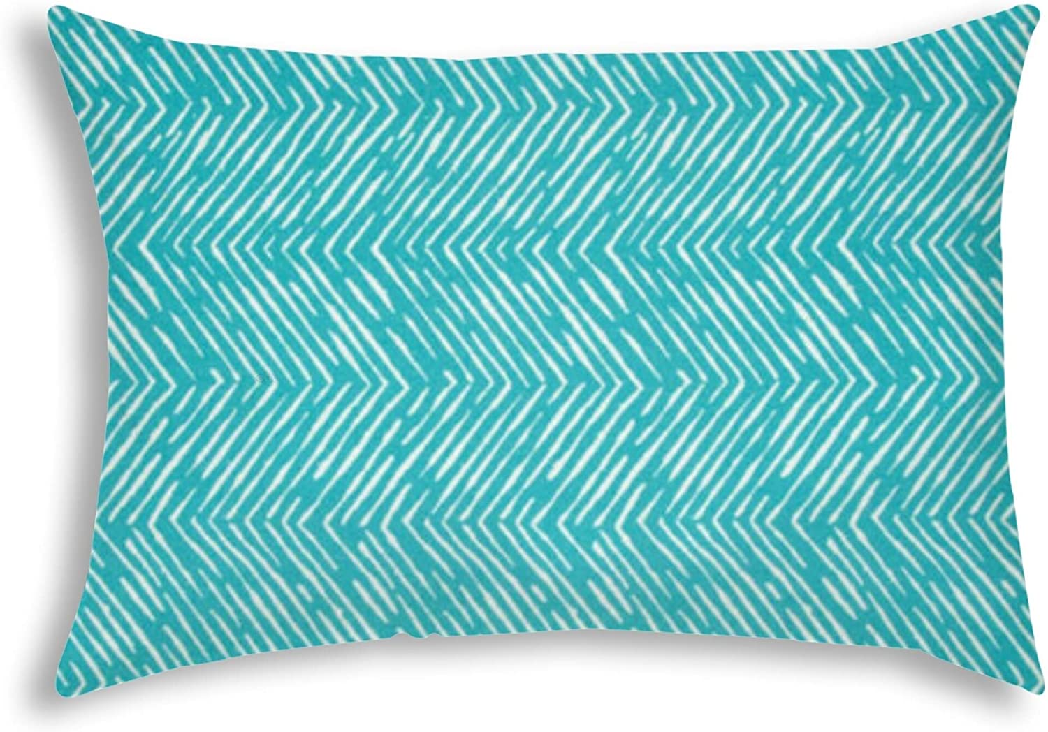 Water Wave Turquoise Indoor/Outdoor Pillow Sewn Closure Color Chevron Modern Contemporary Polyester Water Resistant