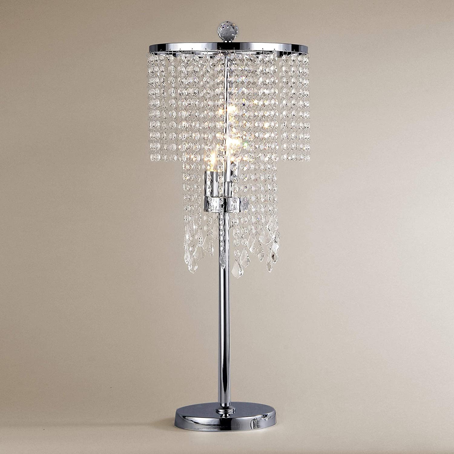 Crystal Table Lamp Clear Glam Modern Contemporary Chrome