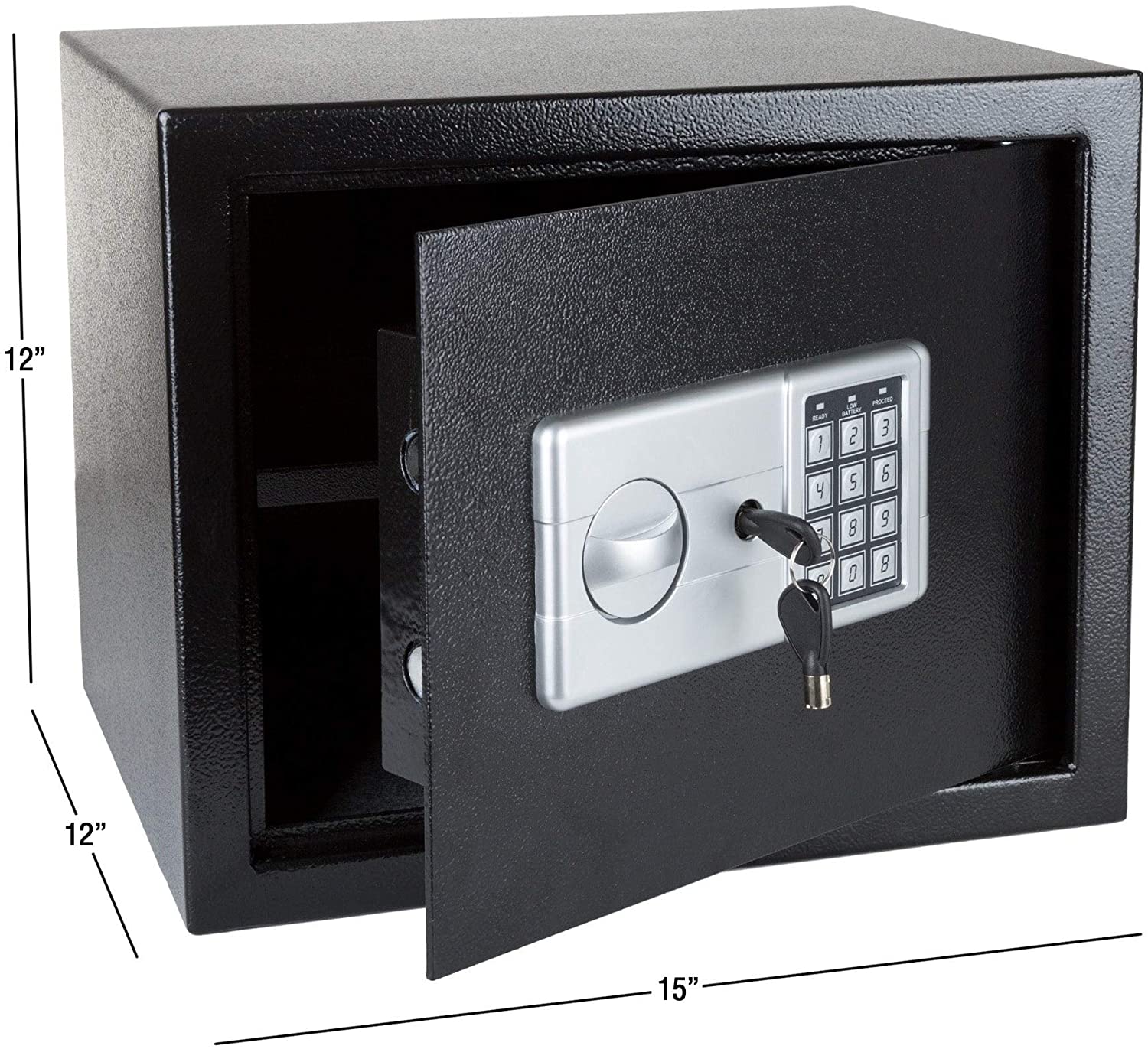 Unknown1 Fleming Supply Security Safe Box Electronic Digital Keypad 1 Cubic Foot 2 Manual Override Keys Classic Metal Steel