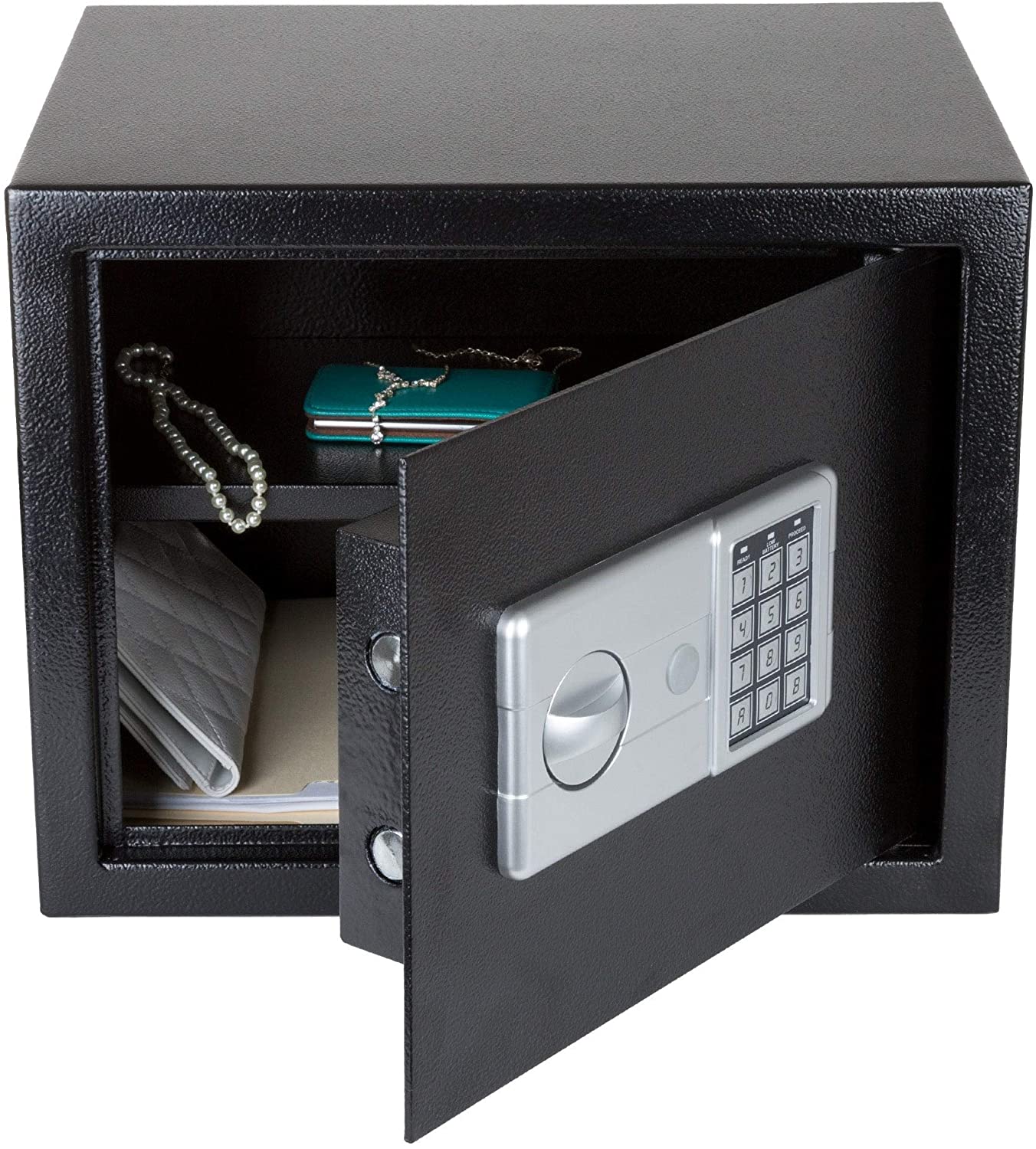 Unknown1 Fleming Supply Security Safe Box Electronic Digital Keypad 1 Cubic Foot 2 Manual Override Keys Classic Metal Steel