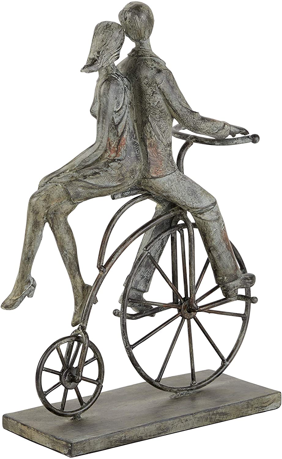 UKN Polystone Distressed Metal Couple Bicycle Sculpture 9