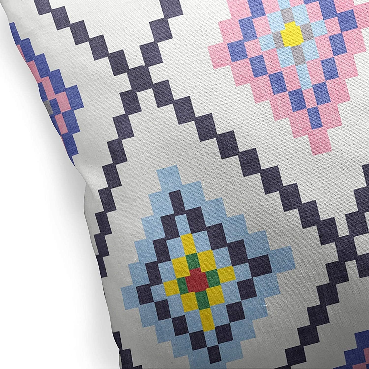 Indoor|Outdoor Pillow by 18x18 Pink Geometric Modern Contemporary Polyester Removable Cover