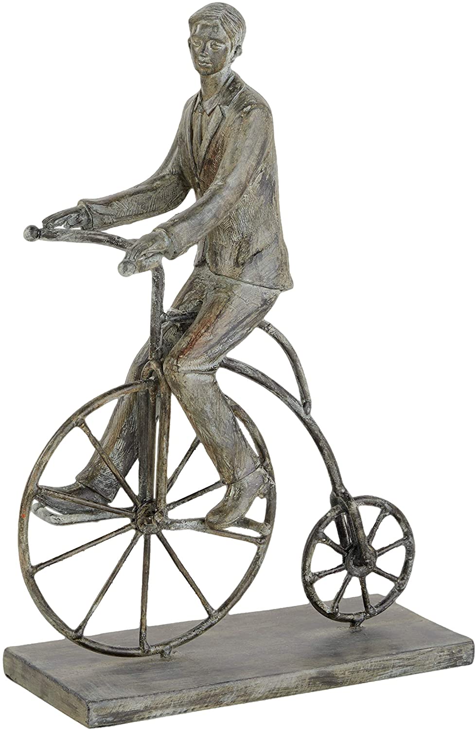 Unknown1 Polystone Vintage Bicycle Rider Distressed Grey Finish 9