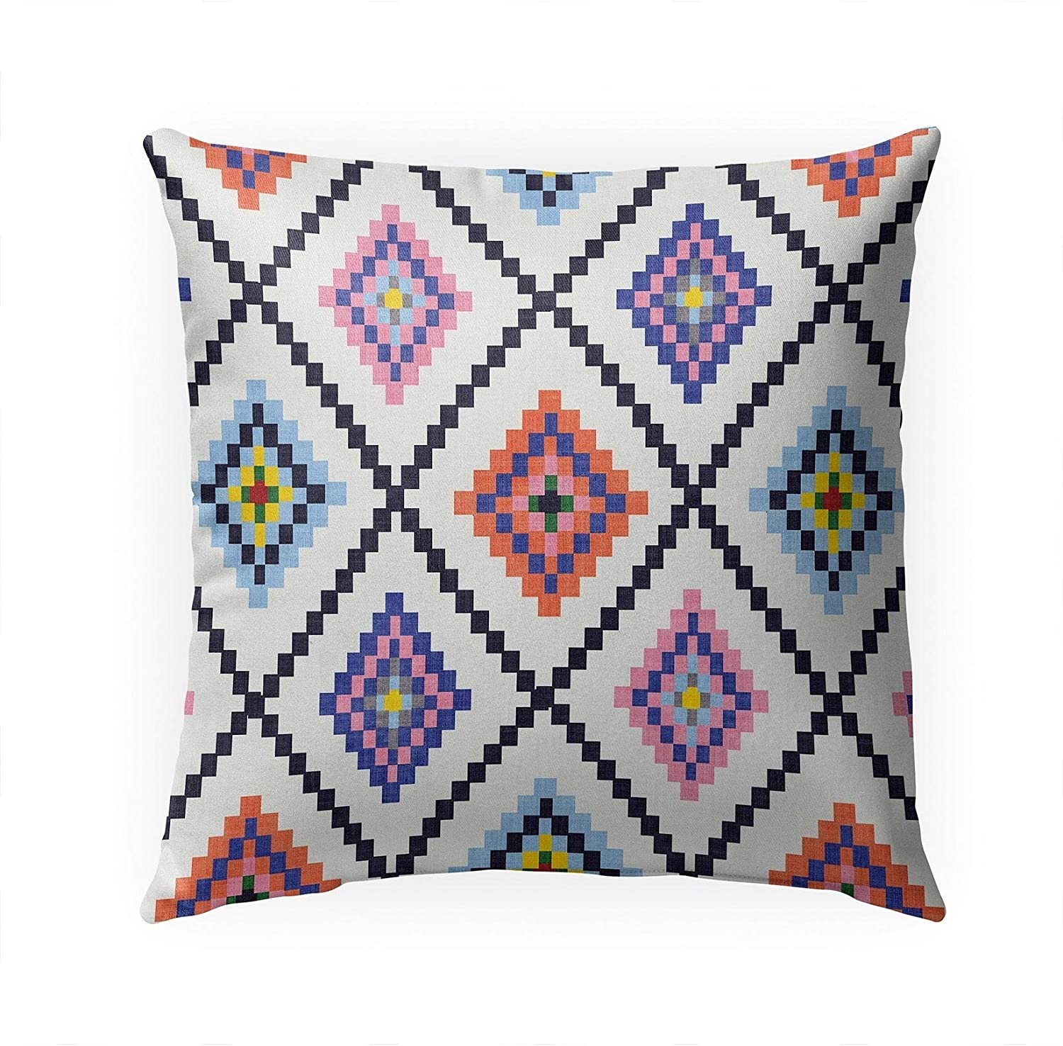 Indoor|Outdoor Pillow by 18x18 Pink Geometric Modern Contemporary Polyester Removable Cover