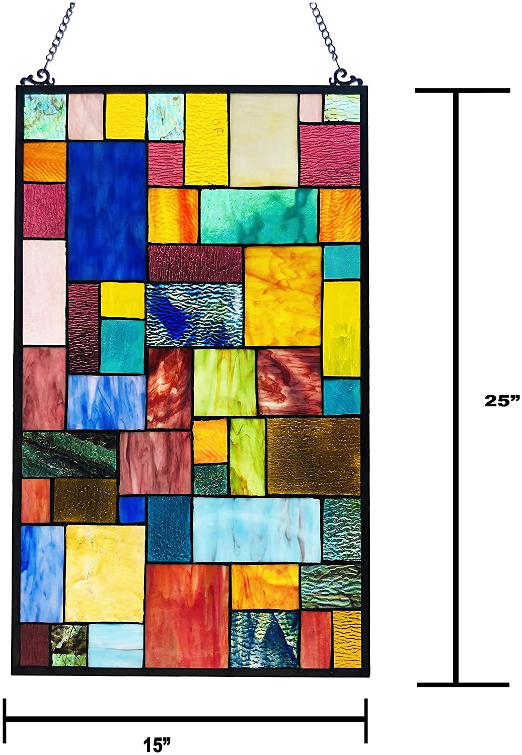 Glass Window Panel/suncatcher Geometric Accents Color Traditional Rectangular Arts Crafts Includes Hardware