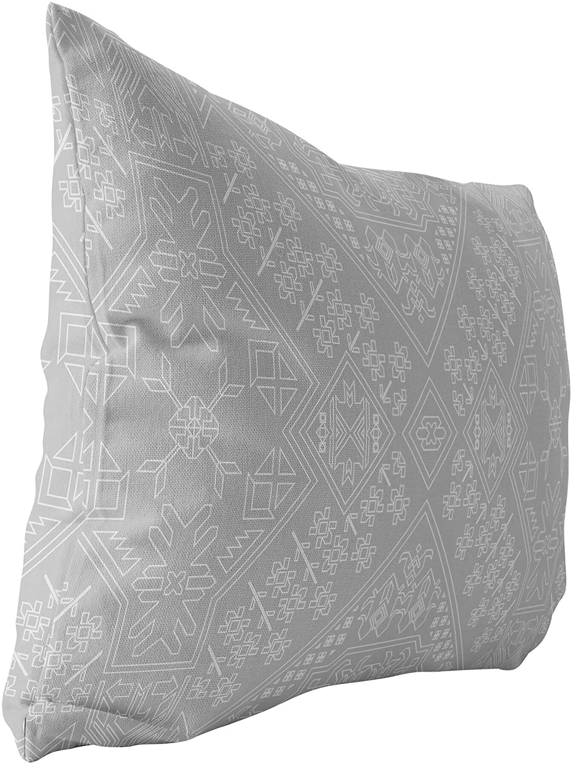 MISC Light Grey Indoor|Outdoor Lumbar Pillow by Designs 20x14 Grey Geometric Southwestern Polyester Removable Cover