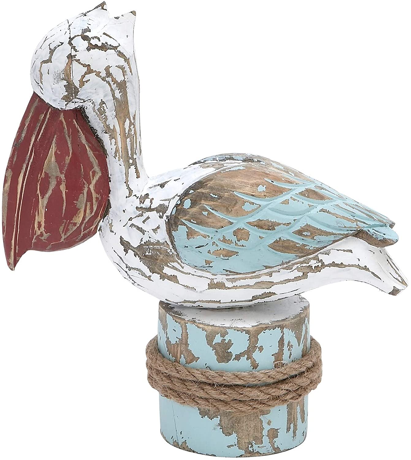 MISC Wood Pelican Statue (10' X 9') Blue Brown White Nautical Coastal Fabric