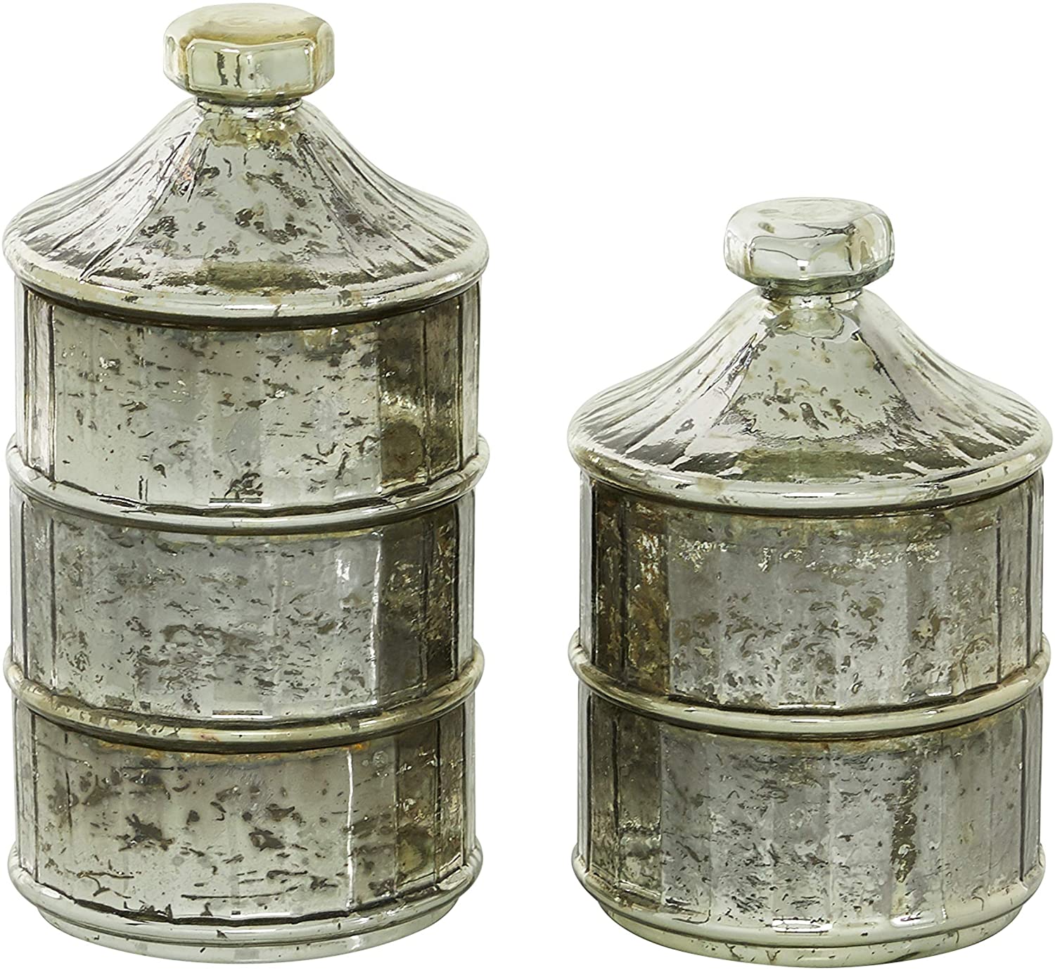 Unknown1 2 Pcs Glass Jars Lids Storage Kitchen Transparent 6 X 12 Grey