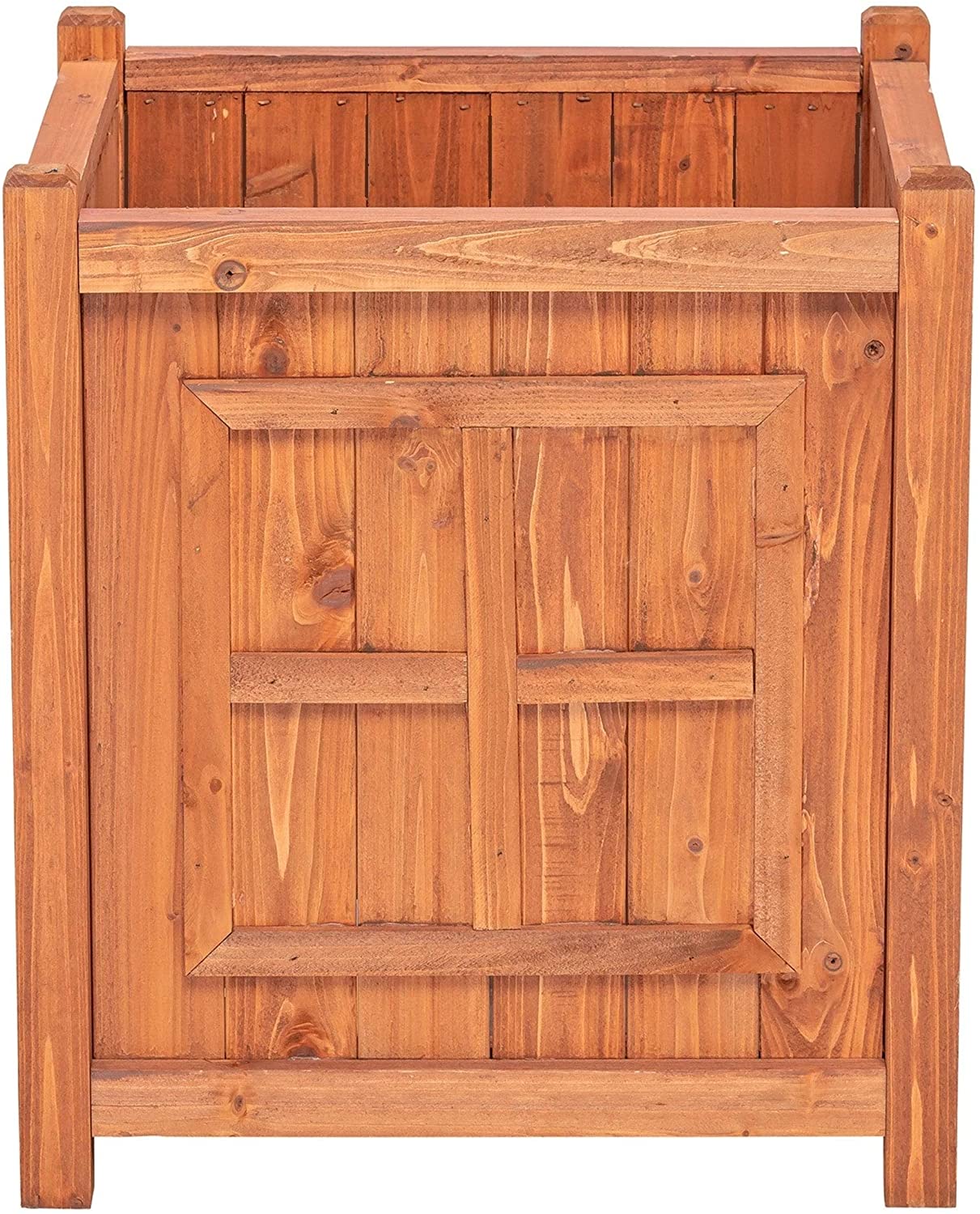 UKN Square Wooden Planter Brown Cedar