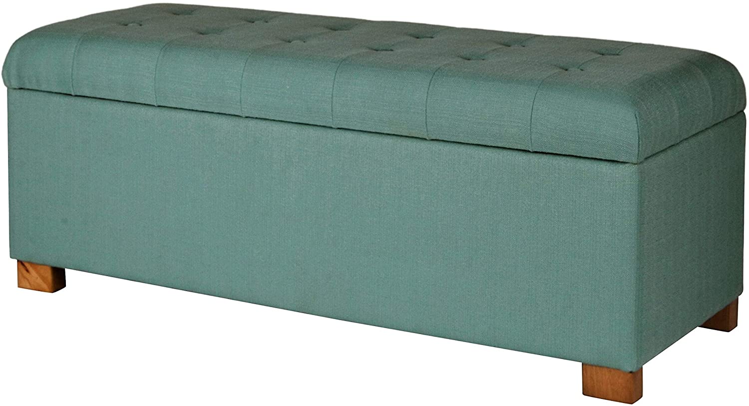 Unknown1 Large Tufted Storage Bench Blue Solid Modern Contemporary Transitional Fabric Wood 1 Piece