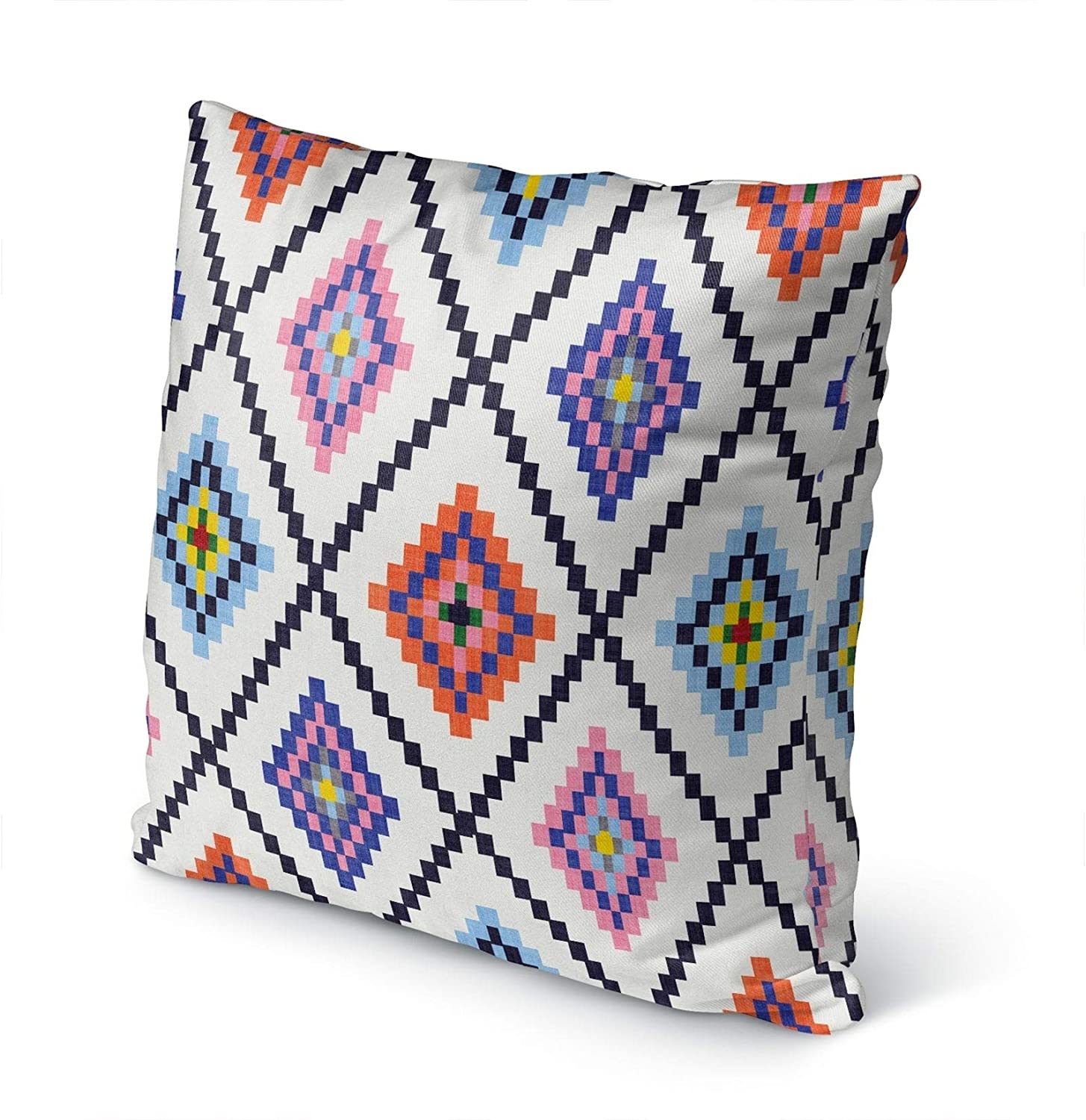 Indoor|Outdoor Pillow by 18x18 Pink Geometric Modern Contemporary Polyester Removable Cover