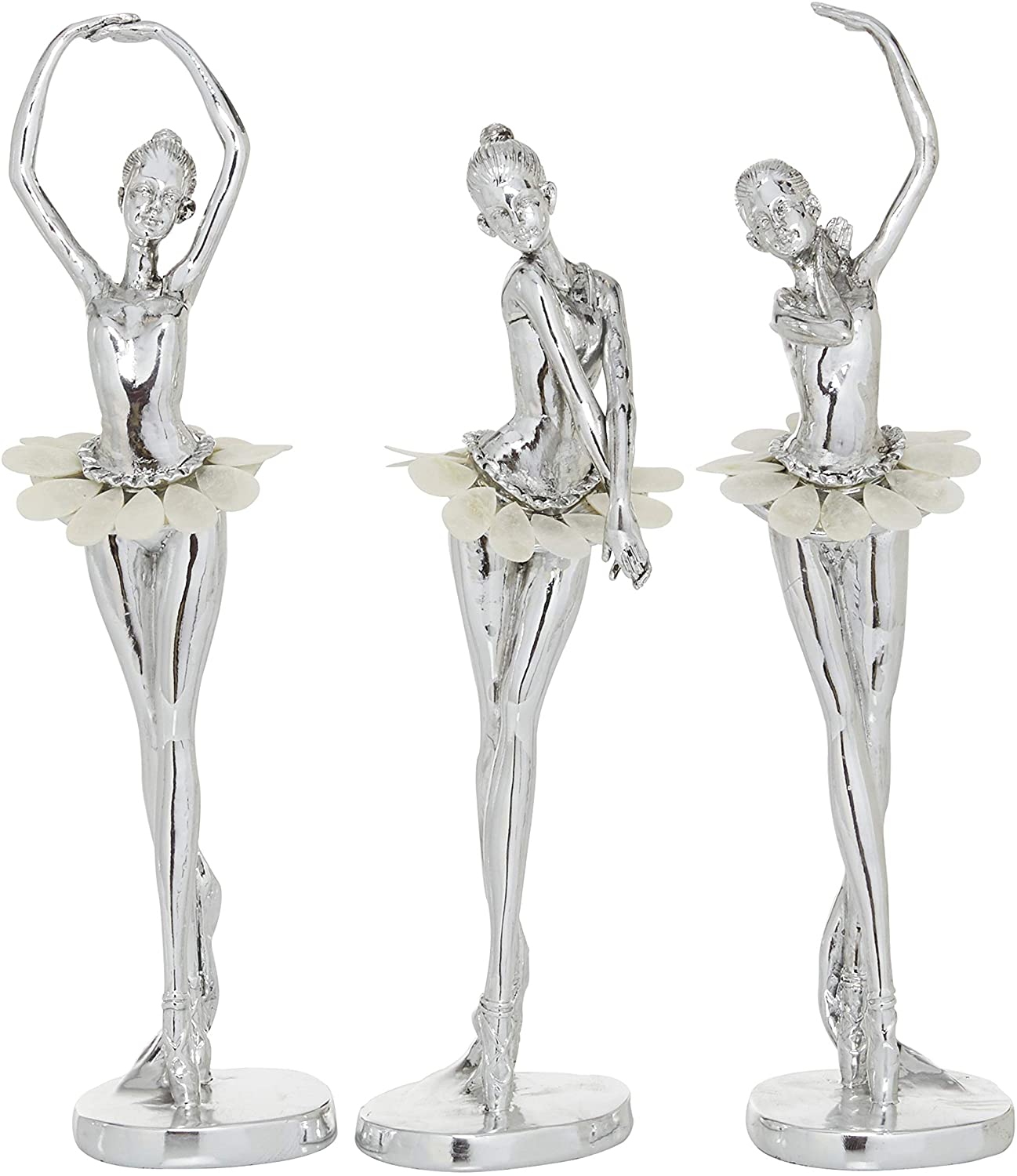 Unknown1 Silver Resin Ballet Dancer Sculptures Set 3 X 12 Color