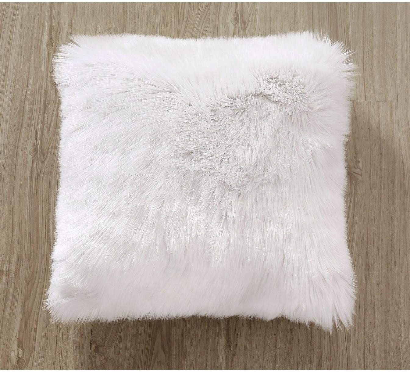 Plush White Mongolian Faux Fur Throw Pillow Cover Color Graphic Casual Cotton Removable