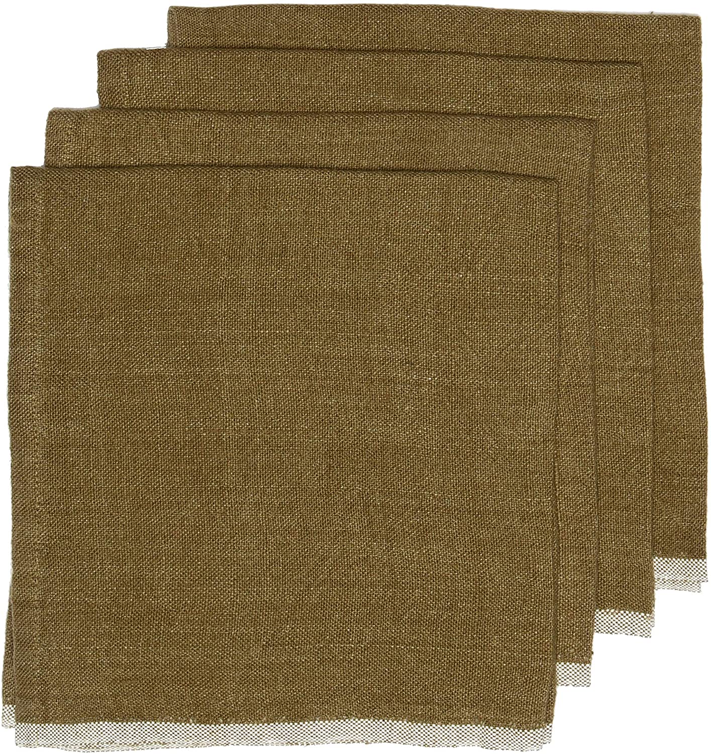 Unknown1 Chunky Linen Forest Green Napkins 20x20 Set 4 Classic Square