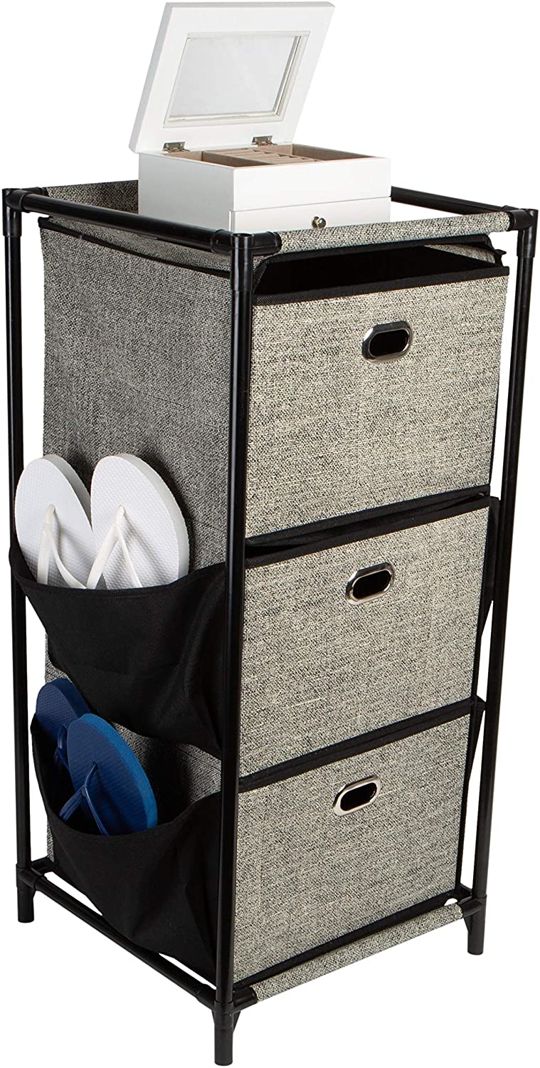 Unknown1 3 Tier Storage Drawers Side Pockets Black 13 4