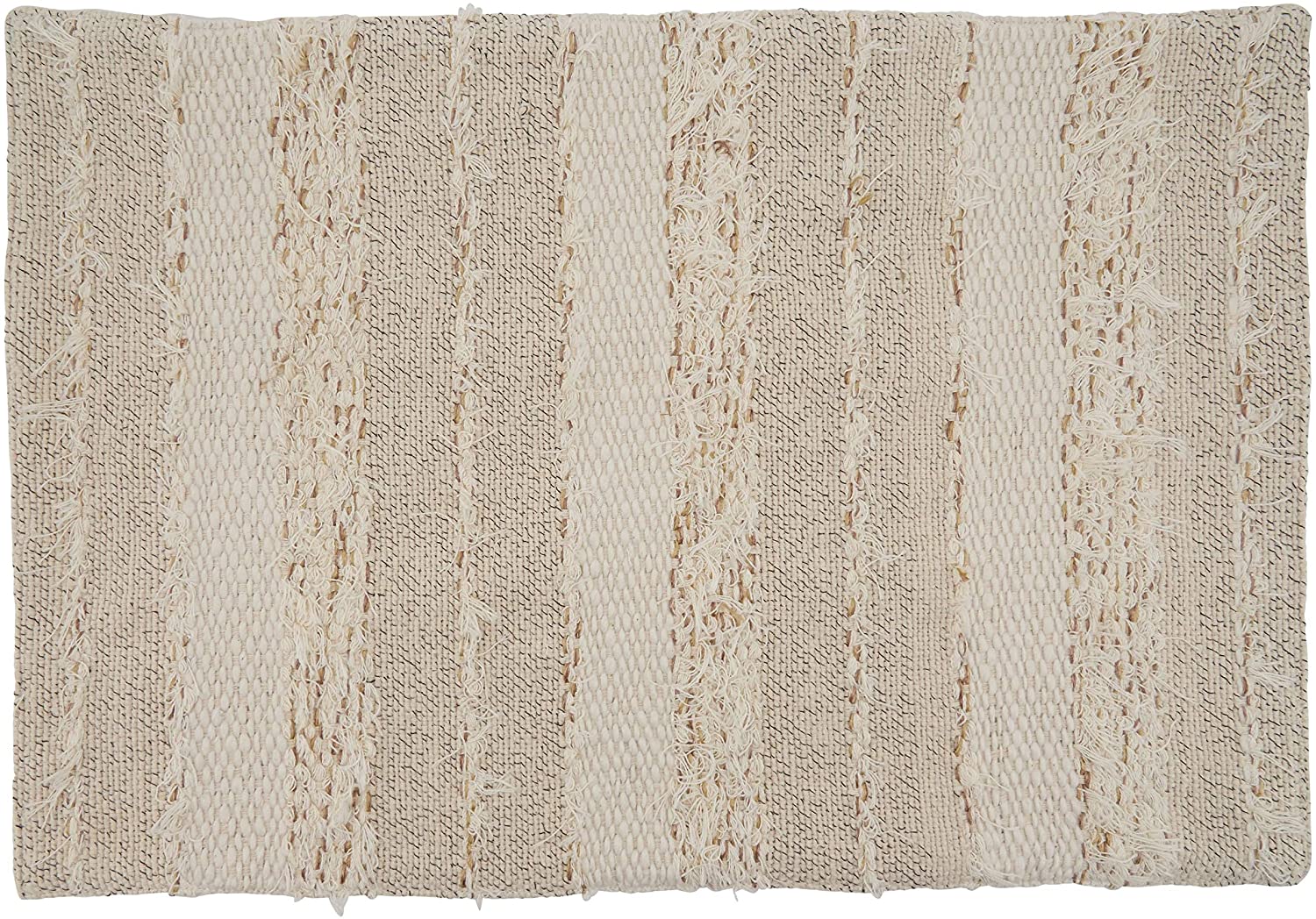 Unknown1 Placemats Fringe Stripe Design (Set 4) Off White Oblong Cotton