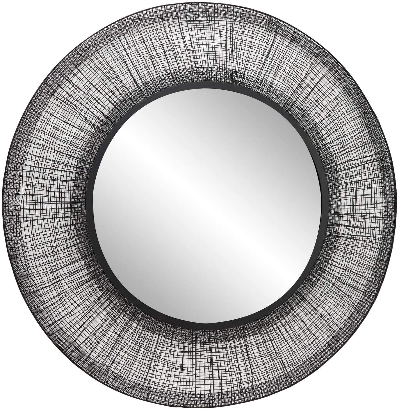 Unknown1 Large Round Metal Wall Mirror Black Mesh Frame 40 X 1 40round Modern Contemporary