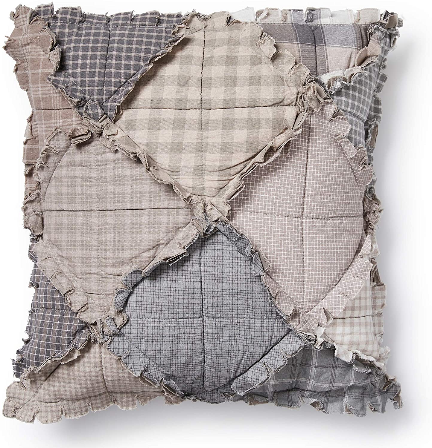 Unknown1 Mountain Square Decorative Pillow Grey Patchwork Farmhouse Cotton Removable Cover