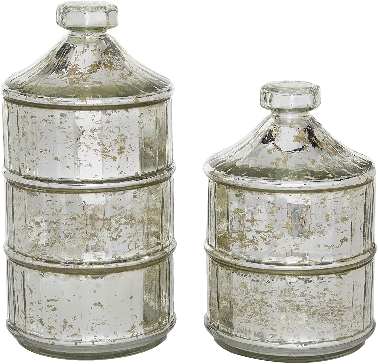 Unknown1 2 Pcs Glass Jars Lids Storage Kitchen Transparent 6 X 12 Grey