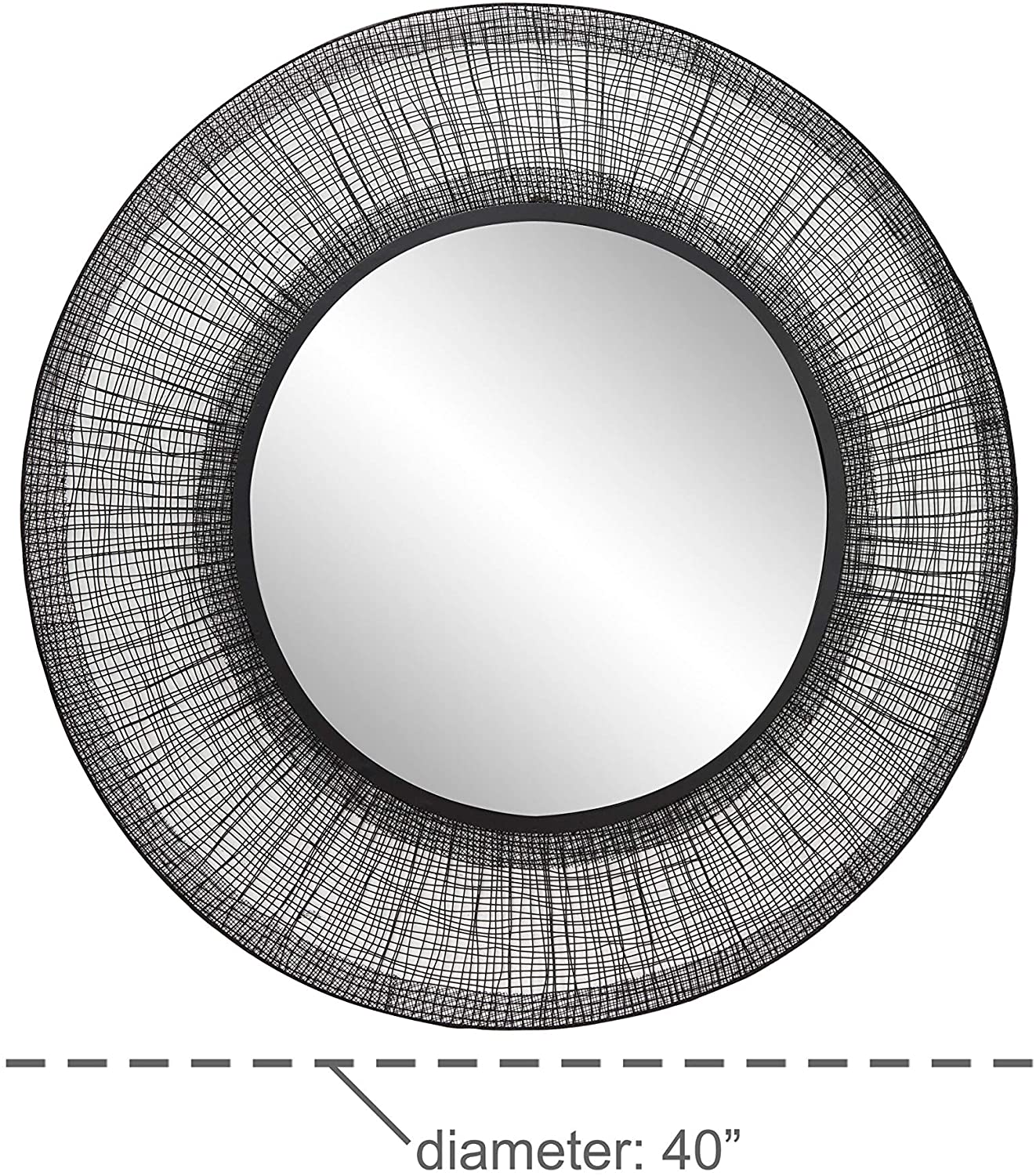 Unknown1 Large Round Metal Wall Mirror Black Mesh Frame 40 X 1 40round Modern Contemporary