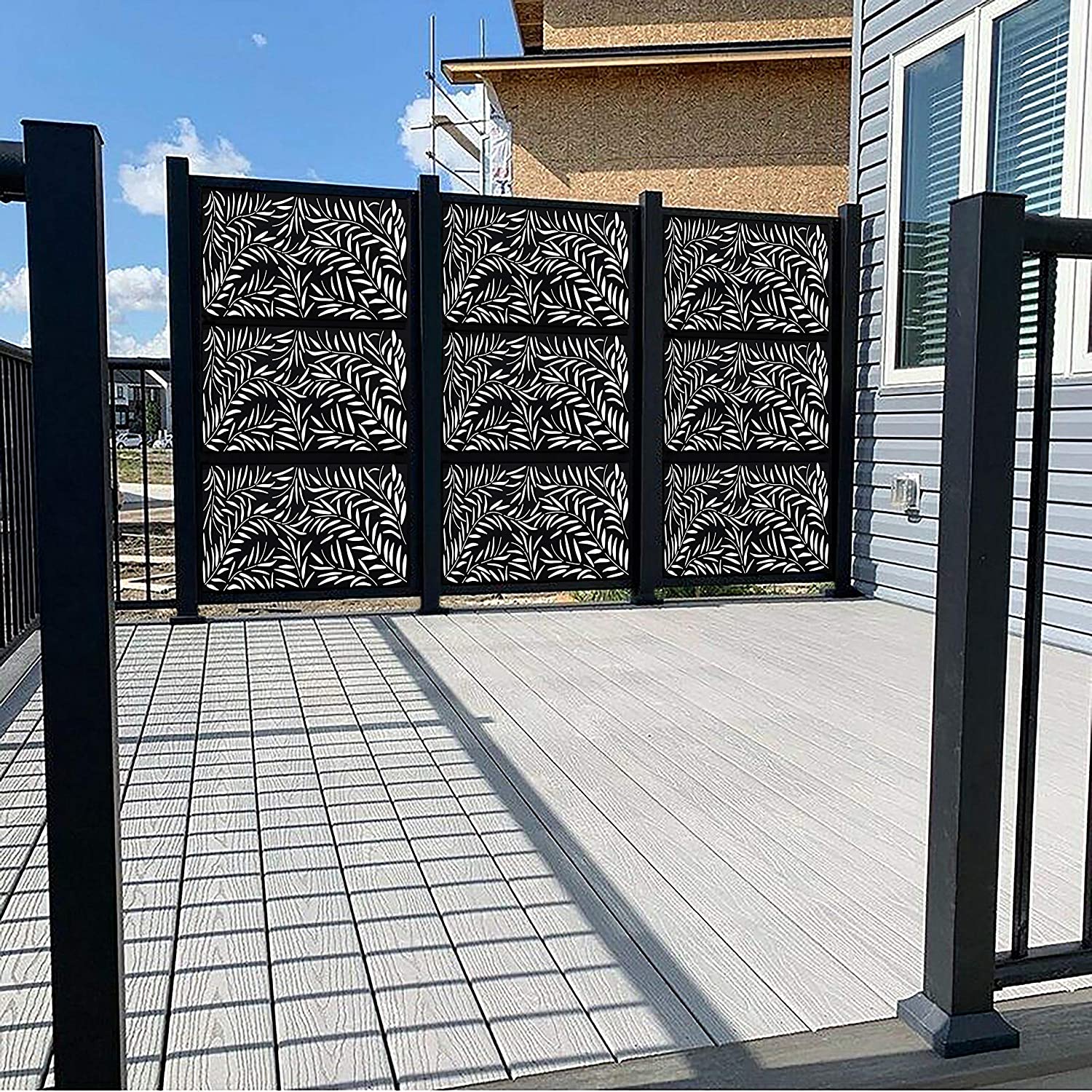 Unknown1 Freestanding Modular Metal Privacy Screen 4ftx 6ft Black Modern Contemporary Rectangular
