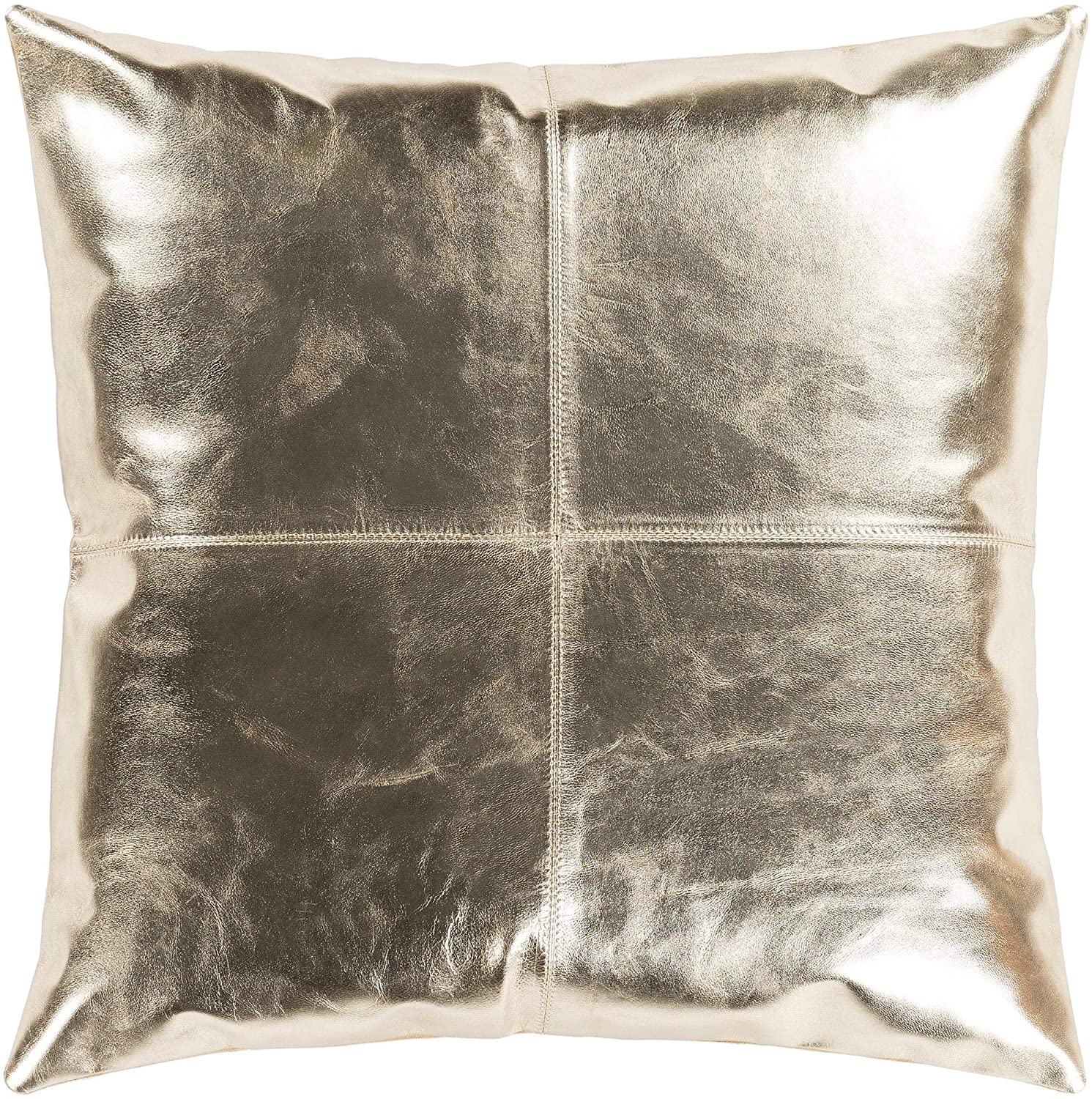 Champagne Leather Feather Down Throw Pillow (22