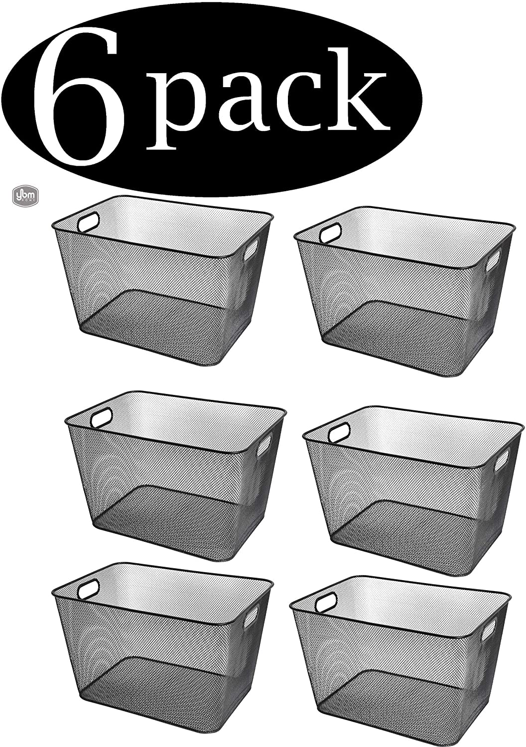 Unknown1 Wire Mesh Open Bin Shelf Storage Basket Kitchen Pantry Organizer Black Upper 14 L X 10 W 8 8 H 6 Pack Metal