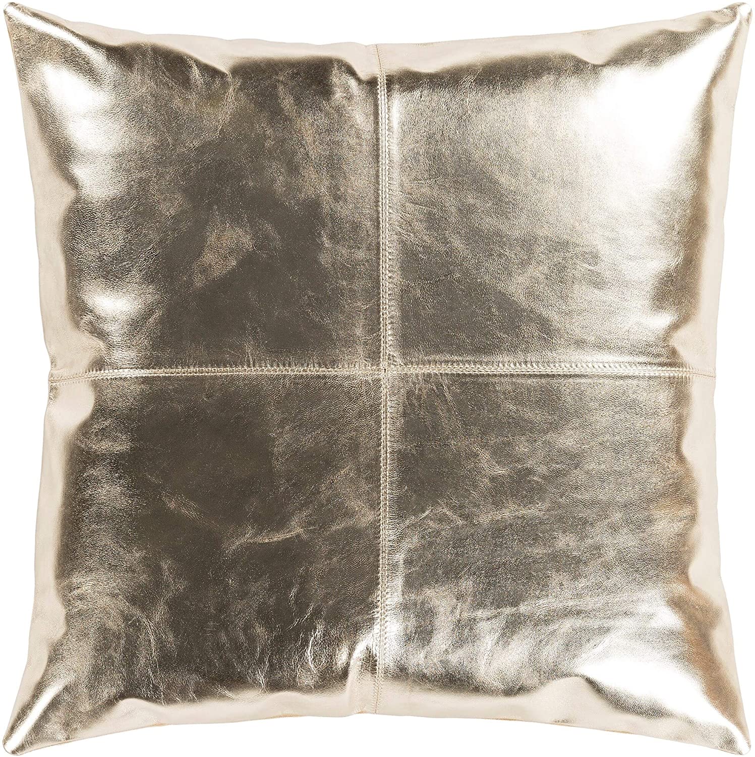 Champagne Leather Poly Fill Throw Pillow (22