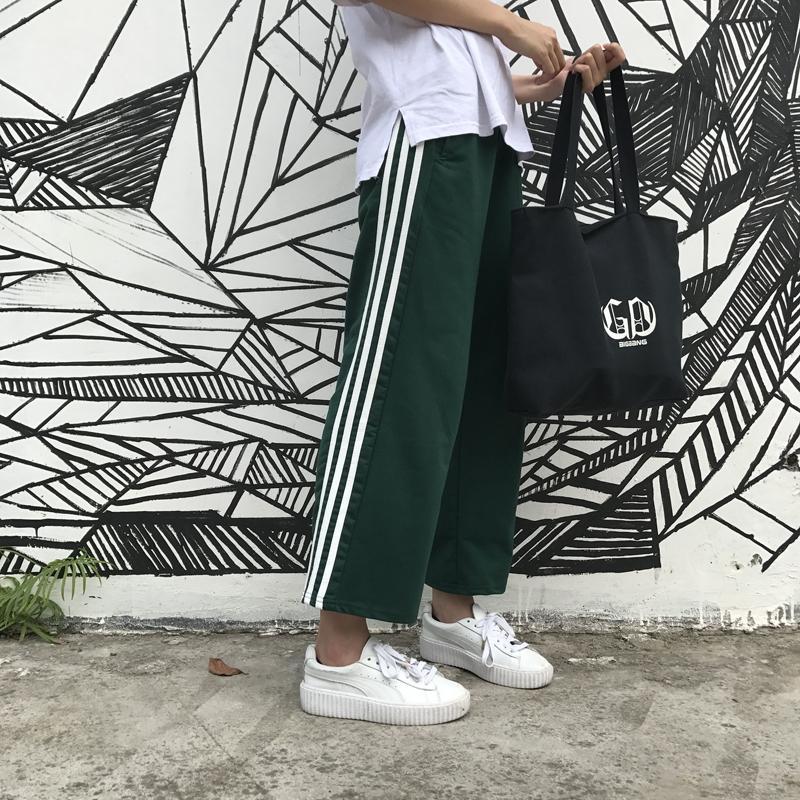 Sale Basic Colors Sportish Side Lines Unisex Grunge Oversized Pants