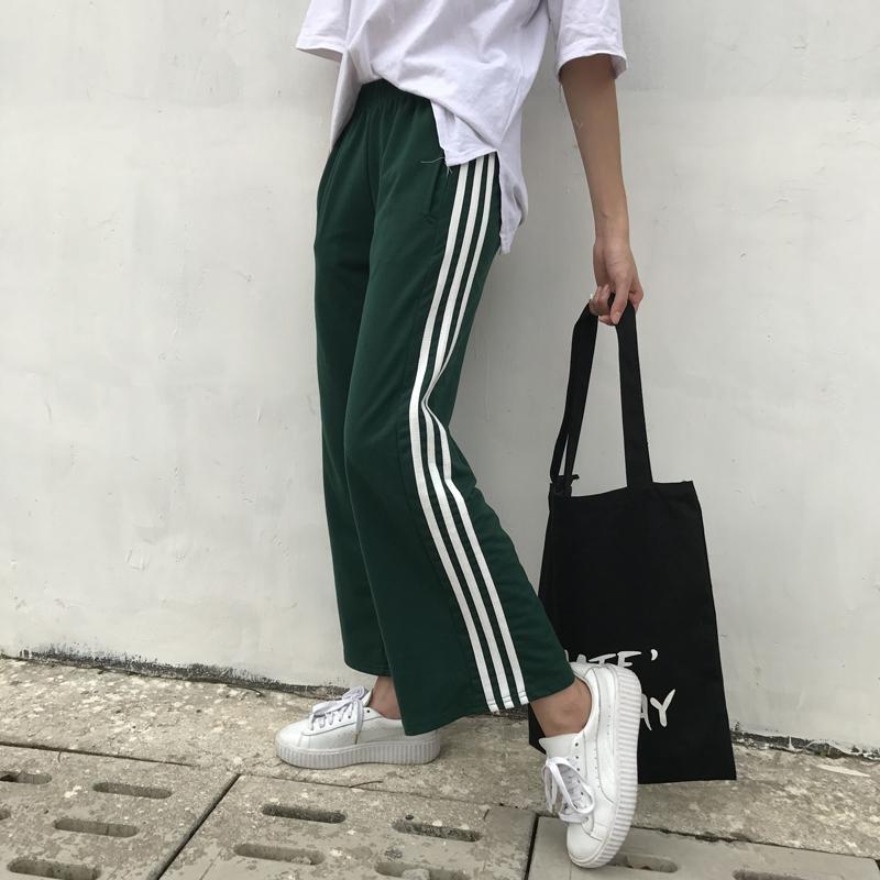 Sale Basic Colors Sportish Side Lines Unisex Grunge Oversized Pants