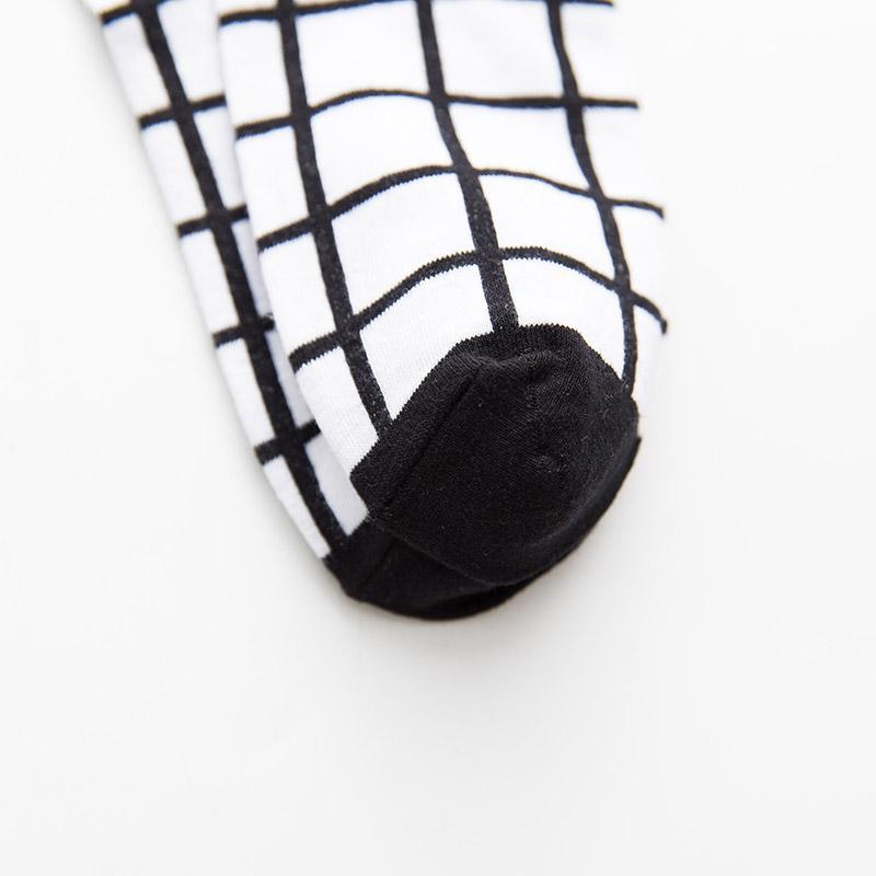 Sale Checkered Grid Black White Minimal Socks