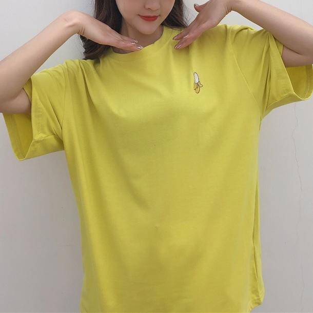 Sale Colorful Fruits Embroideries Oversized T-Shirt