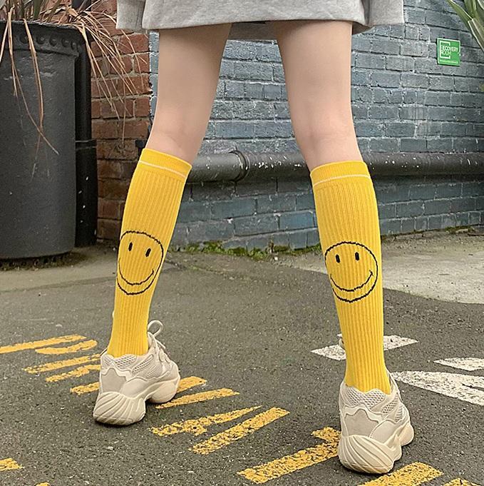 Sale Teen Trend Colorful Prints Ribbed Knee-High Socks